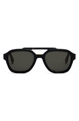 Fendi 52mm Geometric Sunglasses in Shiny Black /Smoke