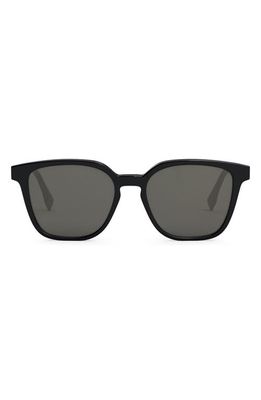 Fendi 53mm Geometric Sunglasses in Shiny Black /Smoke