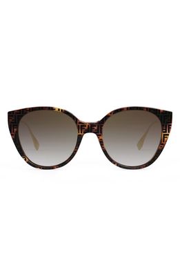 Fendi 54mm Round Sunglasses in Havana /Gradient Brown