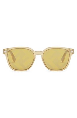 Fendi 55mm Geometric Sunglasses in Shiny Yellow /Brown Mirror