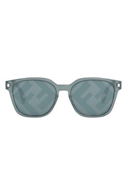 Fendi 55mm Square Sunglasses in Shiny Blue /Blue Mirror