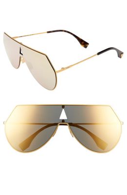Fendi 99mm Eyeline Aviator Sunglasses in Yellow Gold