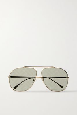 Fendi - Aviator-style Gold-tone Sunglasses - one size