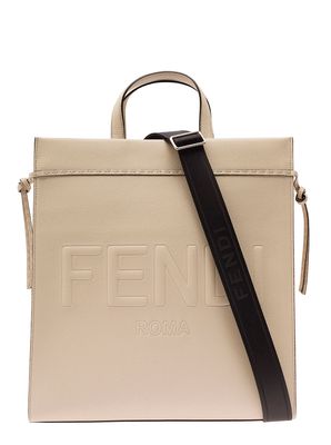 Fendi Beige Go To Shopper Medium In Grain Leather Man