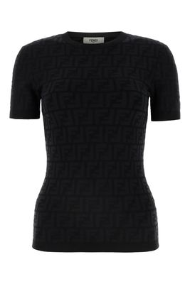 Fendi Black Stretch Viscose Blend T-shirt