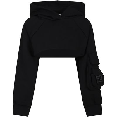 Fendi Black Sweatshirt For Girl With Baguette