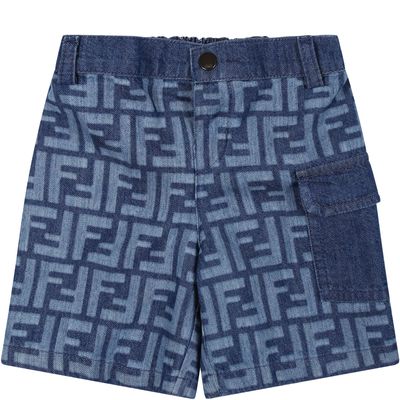 Fendi Blue Shorts For Baby Boy With Ff