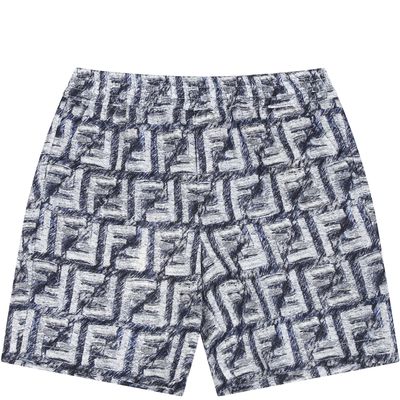 Fendi Blue Shorts For Baby Boy With Iconic Ff