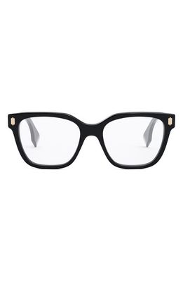 Fendi Bold 52mm Square Optical Glasses in Shiny Black