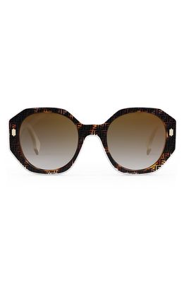 Fendi Bold 54mm Geometric Sunglasses in Colored Havana /Brown