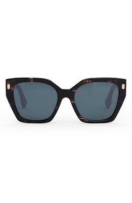 Fendi Bold 54mm Geometric Sunglasses in Havana /Smoke