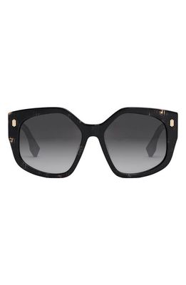 Fendi Bold 55mm Gradient Geometric Sunglasses in Havana /Gradient Smoke