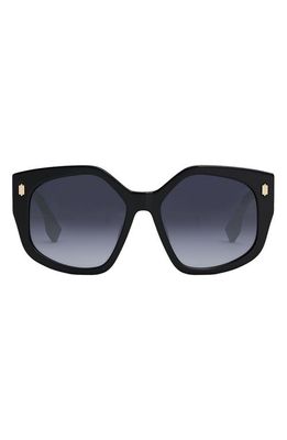 Fendi Bold 55mm Gradient Geometric Sunglasses in Shiny Black /Gradient Blue