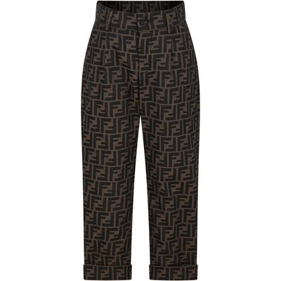 Fendi Brown Trousers For Boy With Ff