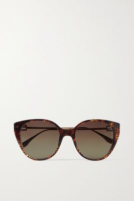 Fendi - Cat-eye Printed Tortoiseshell Acetate And Gold-tone Sunglasses - Brown