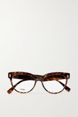Fendi - Cat-eye Printed Tortoiseshell Acetate Optical Glasses - one size
