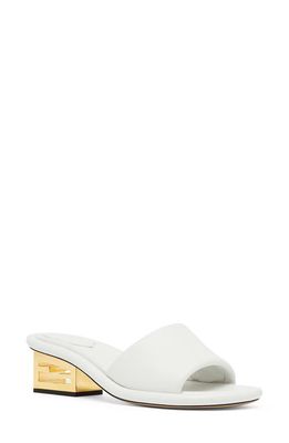Fendi Cut Baguette Slide Sandal in White