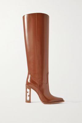 Fendi - Cut Leather Knee Boots - Brown
