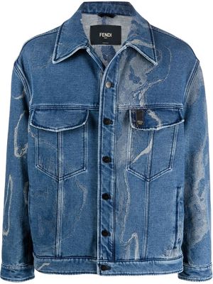 Fendi Earth jacquard-motif denim jacket - Blue