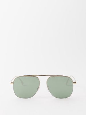 Fendi Eyewear - Aviator Metal Sunglasses - Mens - Gold Multi