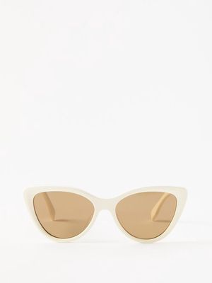 Fendi Eyewear - Cat-eye Acetate Sunglasses - Womens - Ivory Multi