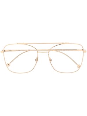 Fendi Eyewear double bridge pilot-frame glasses - Gold