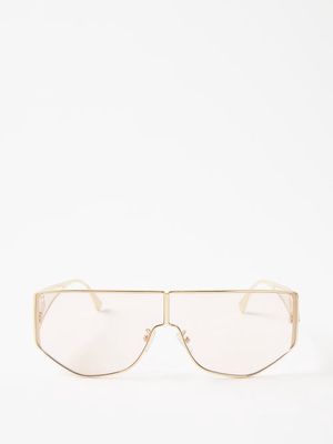 Fendi Eyewear - Fendi Disco Aviator Metal Sunglasses - Womens - Pink Gold