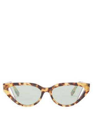 Fendi Eyewear - Fendi Way Cat-eye Tortoiseshell-acetate Sunglasses - Womens - Green Brown
