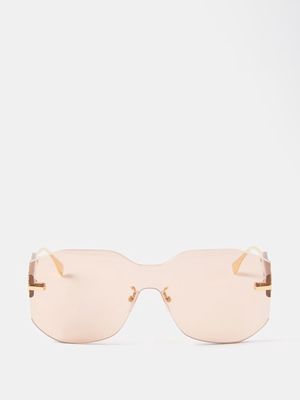 Fendi Eyewear - Fendigraphy Oversized Rimless Acetate Sunglasses - Womens - Beige Gold