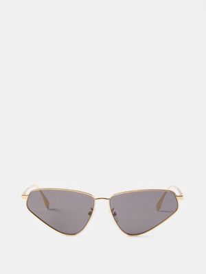 Fendi Eyewear - Ff Butterfly Metal Sunglasses - Womens - Gold Grey
