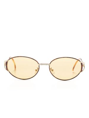 Fendi Eyewear FF logo-plaque oval-frame sunglasses - Gold