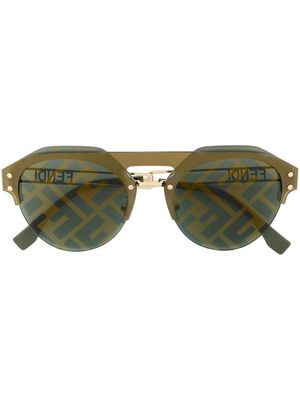Fendi Eyewear Monogram lenses pilot-frame sunglasses - Green