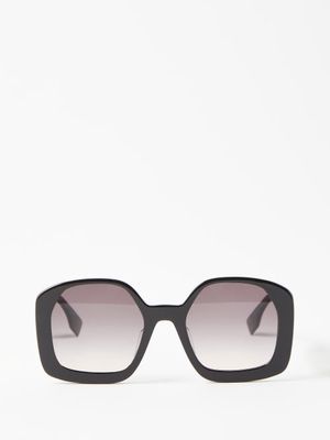 Fendi Eyewear - O' Lock Square Acetate Sunglasses - Womens - Black Gold
