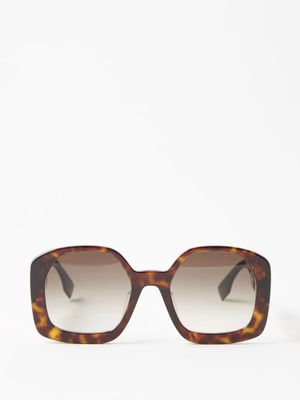 Fendi Eyewear - O'lock Oversized Acetate Sunglasses - Womens - Brown Gold