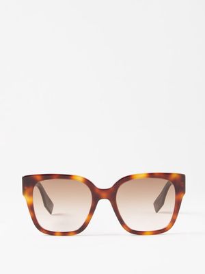 Fendi Eyewear - O'lock Oversized Square Acetate Sunglasses - Womens - Brown Multi