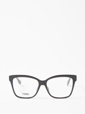 Fendi Eyewear - O'lock Square Acetate Glasses - Womens - Black Clear