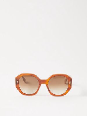 Fendi Eyewear - Oversized Round Metal Sunglasses - Womens - Brown