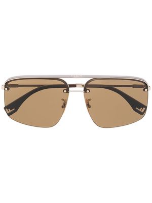 Fendi Eyewear rectangular frame metal sunglasses - Gold