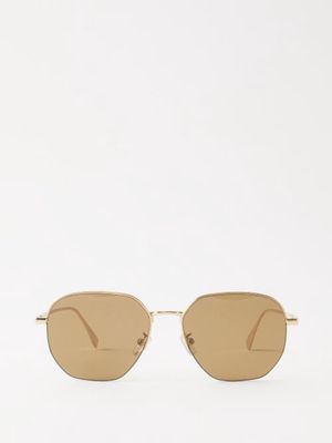 Fendi Eyewear - Round-frame Metal Sunglasses - Mens - Gold