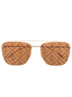 Fendi Eyewear square-frame monogram sunglasses - Gold