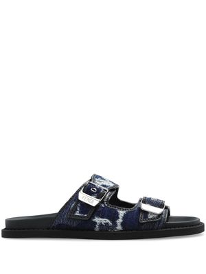 FENDI Feel double-buckle denim slides - Blue