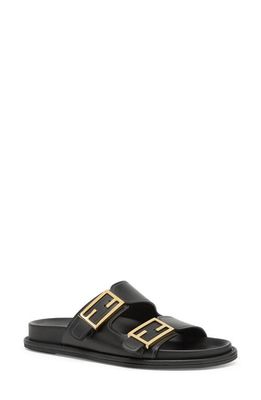 Fendi Feel Dual Strap Slide Sandal in Black
