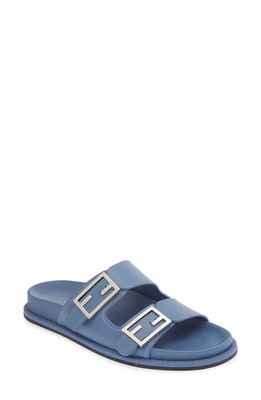 Fendi Feel Dual Strap Slide Sandal in Perfect Blue