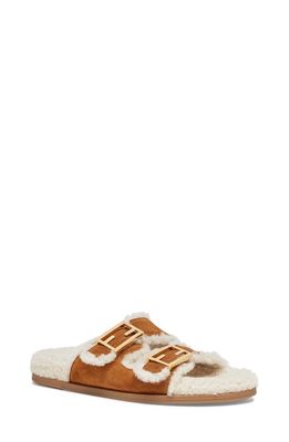 Fendi Feel Genuine Shearling Slide Sandal in Beige/Latte