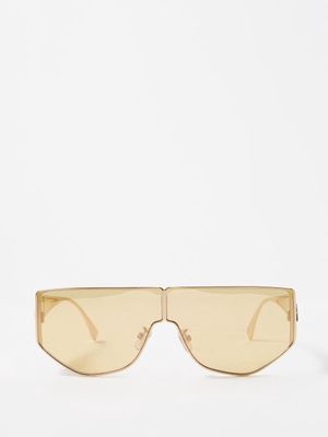 Fendi - Fendi Disco Aviator Metal Sunglasses - Womens - Gold