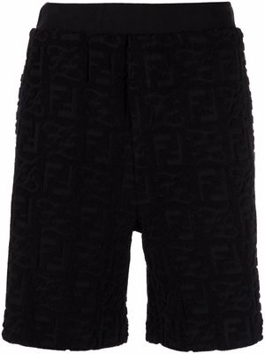 FENDI FF-debossed brushed shorts - Black