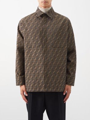 Fendi - Ff-jacquard Twill Overshirt - Mens - Tobacco