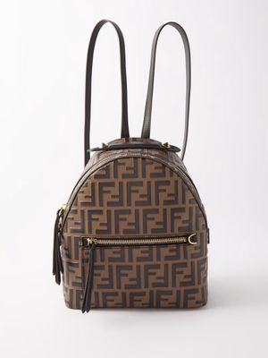 Fendi - Ff-logo Mini Leather Backpack - Womens - Brown Black