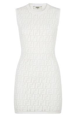 Fendi FF Logo Open Knit Body-Con Minidress in White