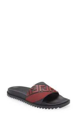 Fendi FF Slide Sandal in Nero Granata